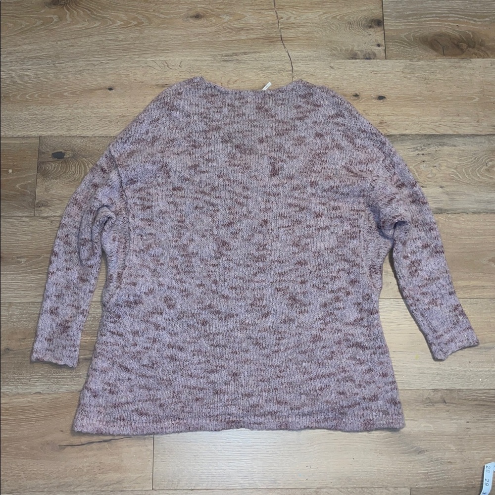 Free People V-Neck Sweater in Pink and Gray alpaca mohair oversized boho - Picture 5 of 5